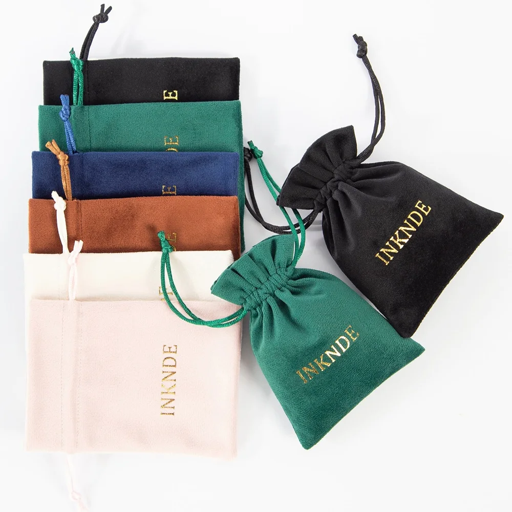 

500pcs/Lot Wholesale Small Jewelry Packing Pouch with Logo Custom Drawstring Gift Velvet Bag Earrings Necklace Pouch Bag