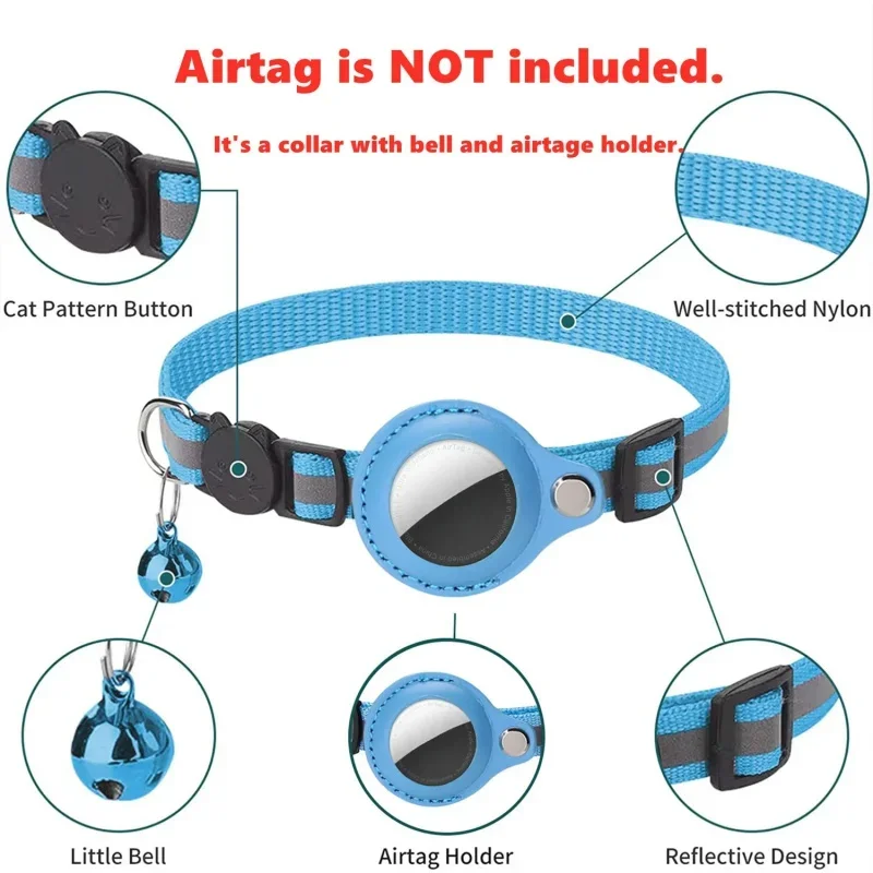 Airtag Case Collar For Cat Protective Cover For Anti Lost Locator Holder Dog Tracker Accessories Reflective Pet Collar With Bell