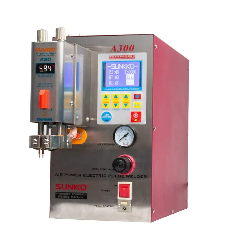 

SUNKKO A300 Glitter Weld Lithium Battery Lithium Ion Battery 18650 21700 32650 to Nickel Pneumatic Spot Welder Welding Machine