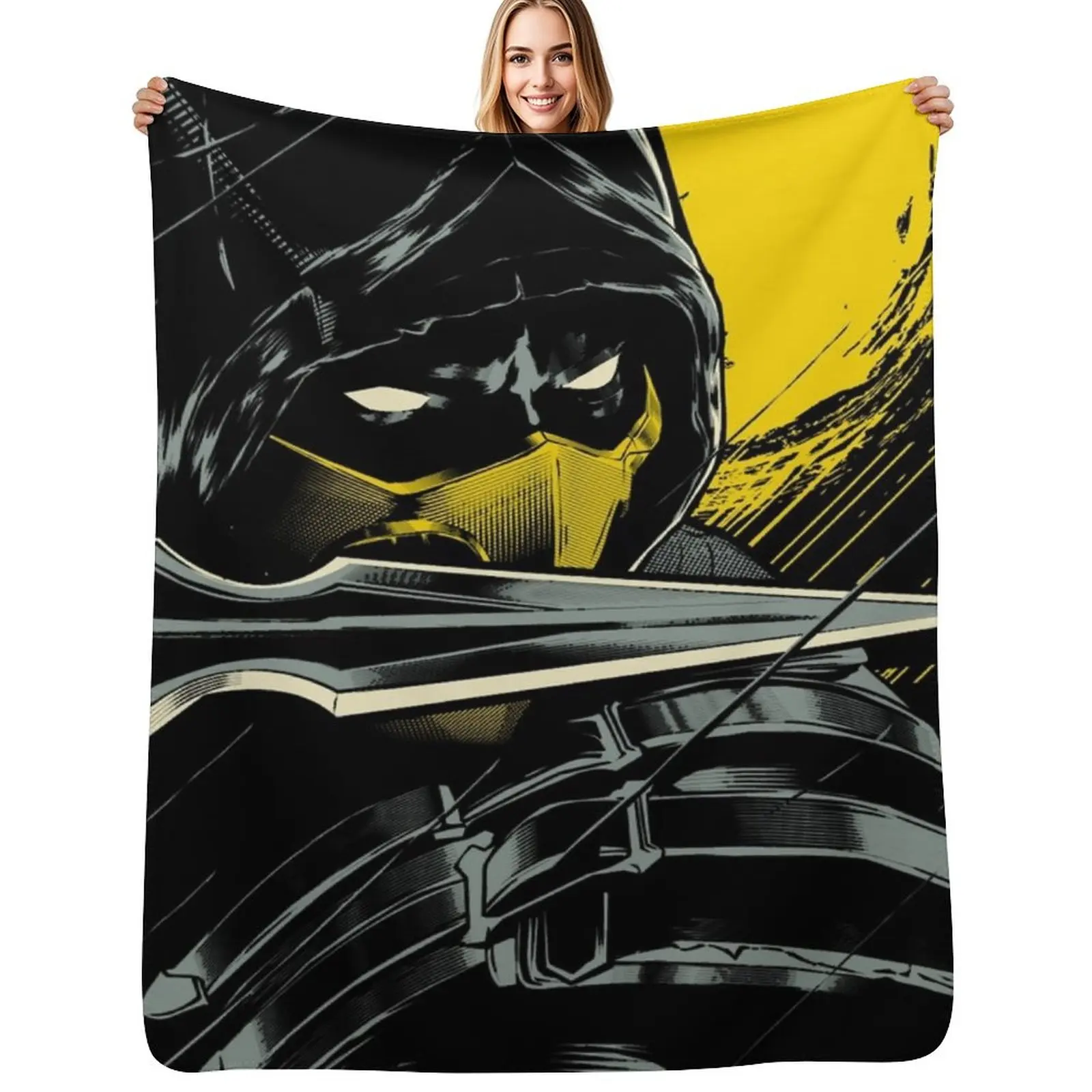 

Mortal Kombat Scorpion Serious Ninja Throw Blanket Luxurious Soft Blanket Holiday Gift for Family