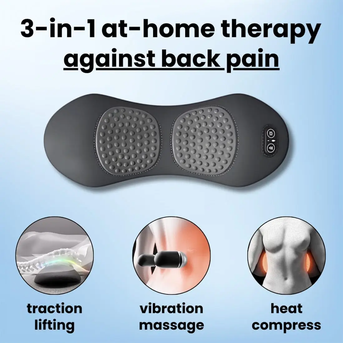 3 in 1 Back Massager, Triple Fusion Back Massager for Sciatica, with Electric Traction Lifting & Heat Compress