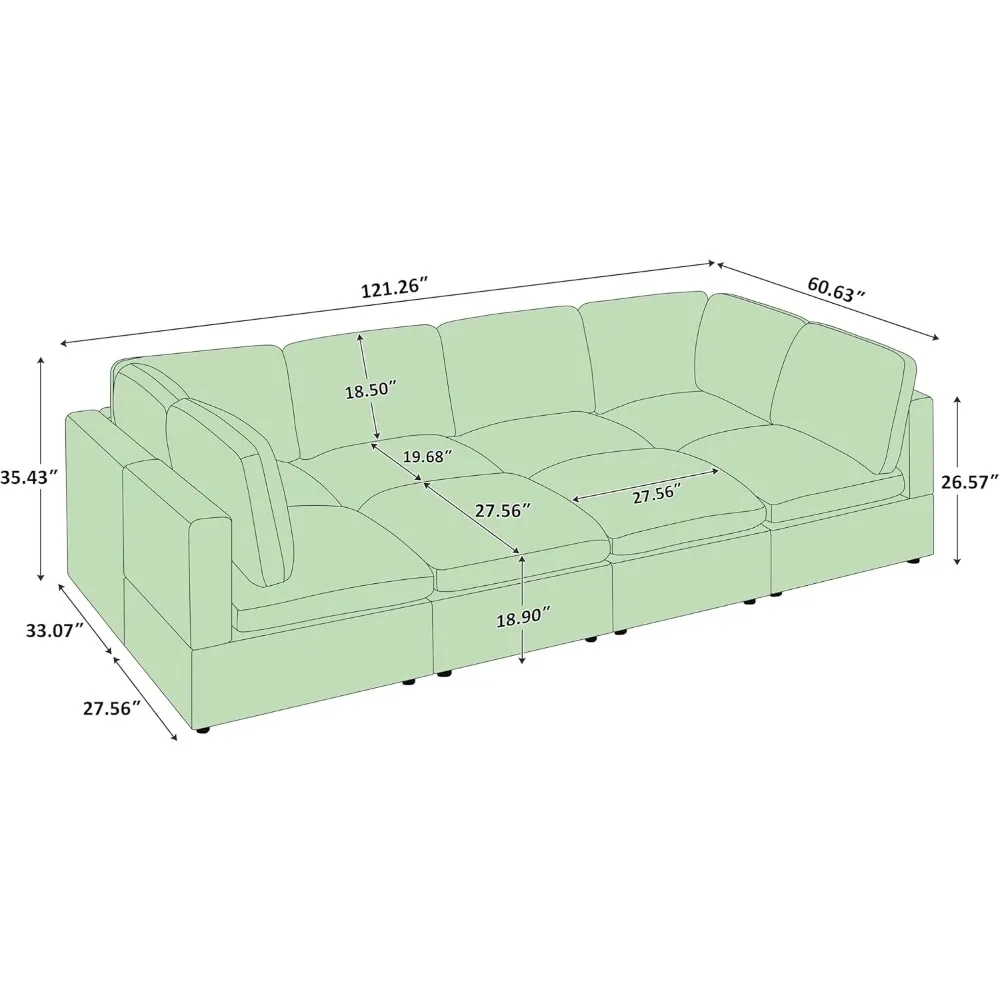 Modular Sectional Sofa, Convertible Sleeper Sofa Modular Sectional Sofa Bed with Ottoman, 8-seat Sectional Sofas for Living Room