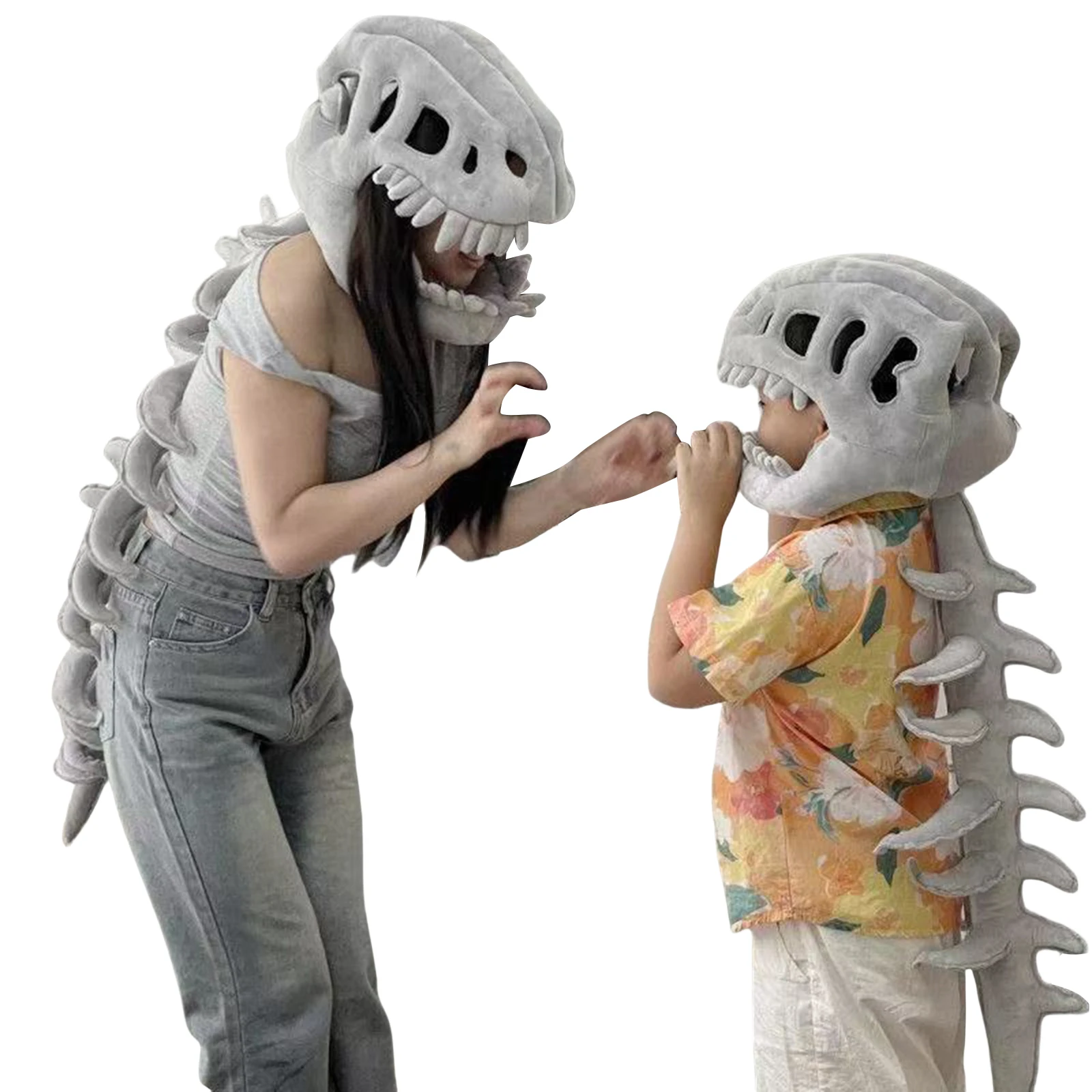 3D Realistic Dinosaur Skeleton Costume Halloween Christmas Party Funny Headgear Cosplay Dress Up Clothing Plush Toys Gifts
