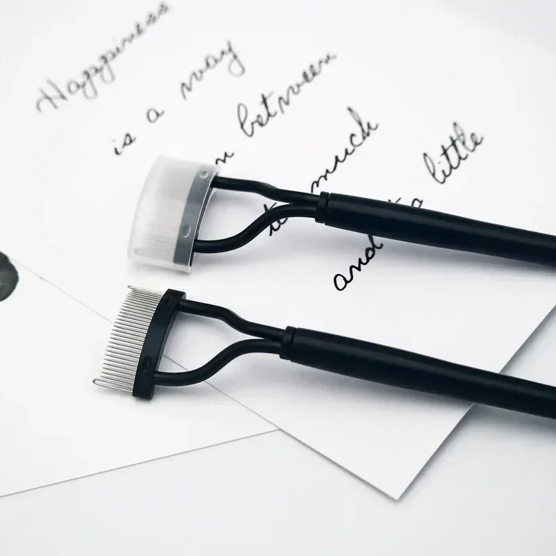 Mascara per ciglia portatile Curl Spazzola per occhi Pettine per ciglia Strumenti per pettinare ciglia in acciaio inossidabile Bigodino per ciglia Separatore per ciglia per trucco