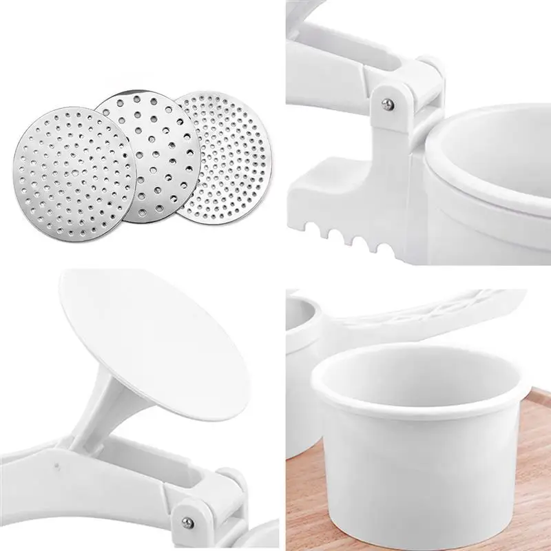 White Potato Ricer Stainless Steel Puree Fruit Vegetable Press Maker Manual Food Ricer Fruit Masher for Kitchen DC05