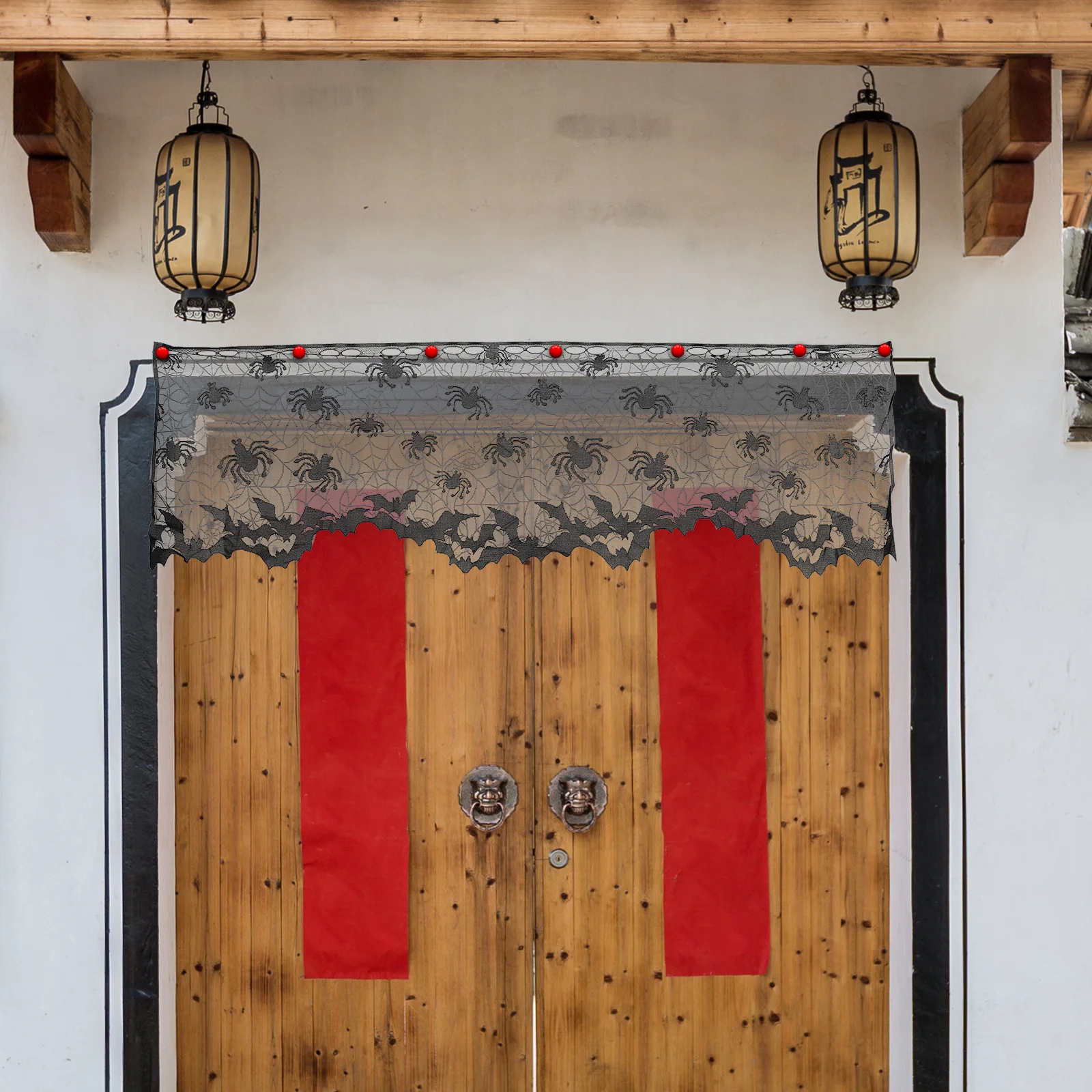 

3D Printed Halloween Bat Spider Web Window Curtain For Door Lampshade Fireplace Cloth Decor Black Ghost Festival Party Home