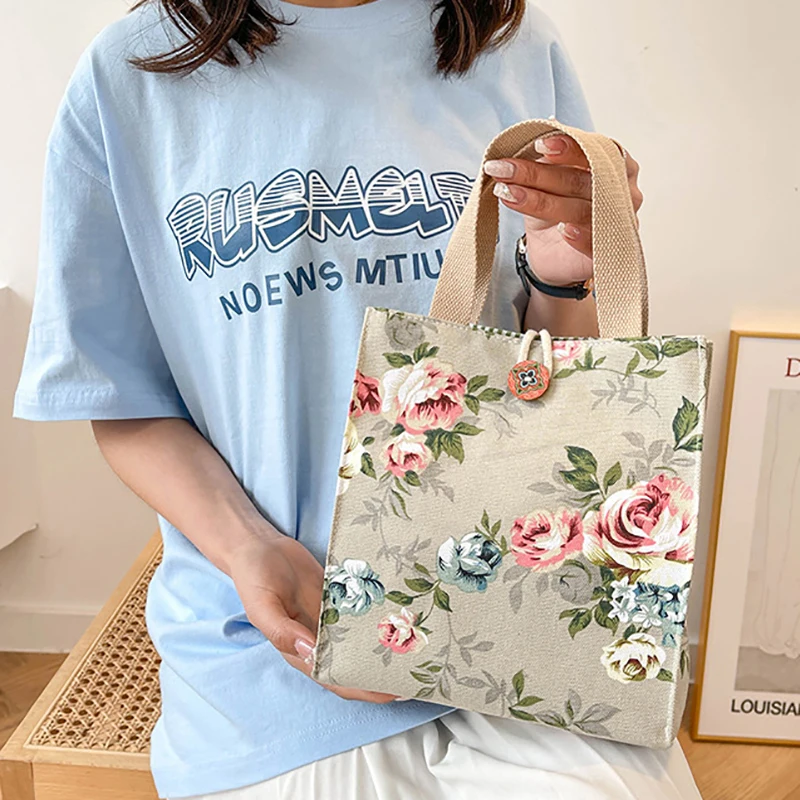 Canvas Bags Handbag For Women Shopper Tote Bag Fashion Designer Bag Japanese Style Cartoon Cute Cats Small Eco-Friendly Tote Bag