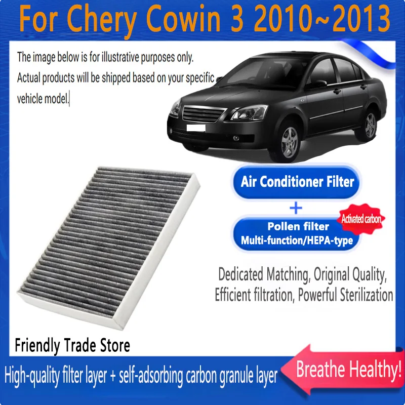 

Автомобильные аксессуары для Chery Cowin 3 2010 ~ 2013 2012 1,8 л, фильтр для кондиционера, салонный фильтр с комплектом для замены активированного угля