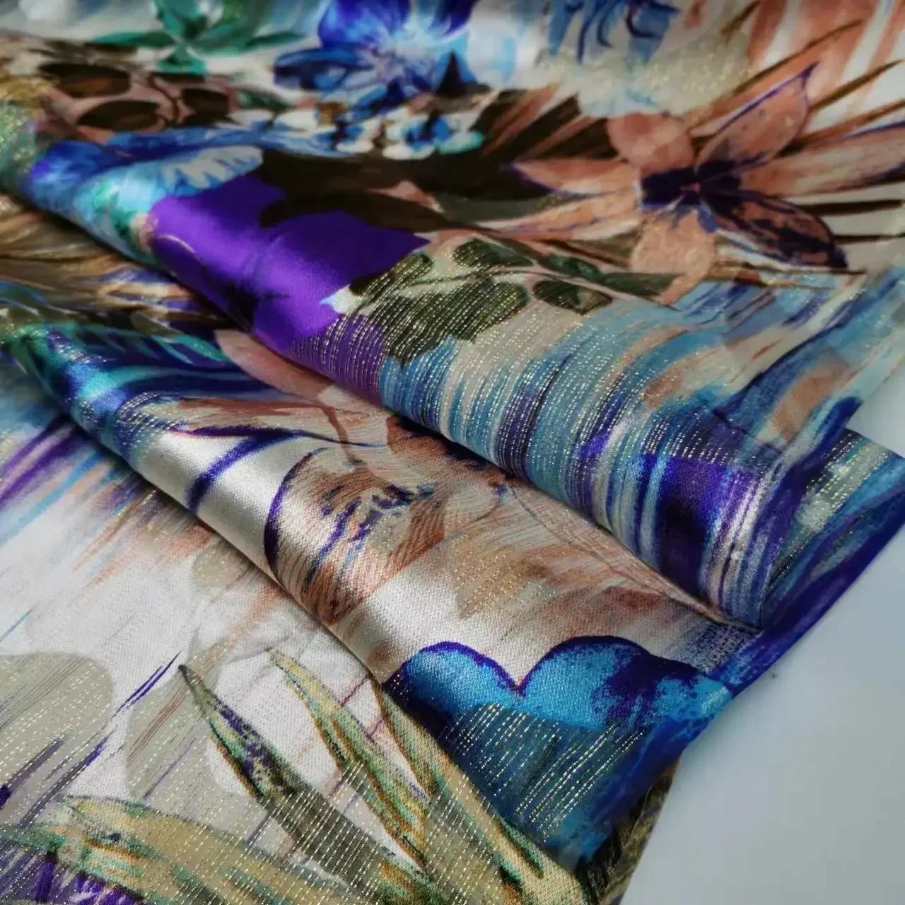 

On Sale Metallic Silk Viscose Shimmer Holiday Floral Glamy Burn-out Qualified Shiny Soie Breathable Fabric