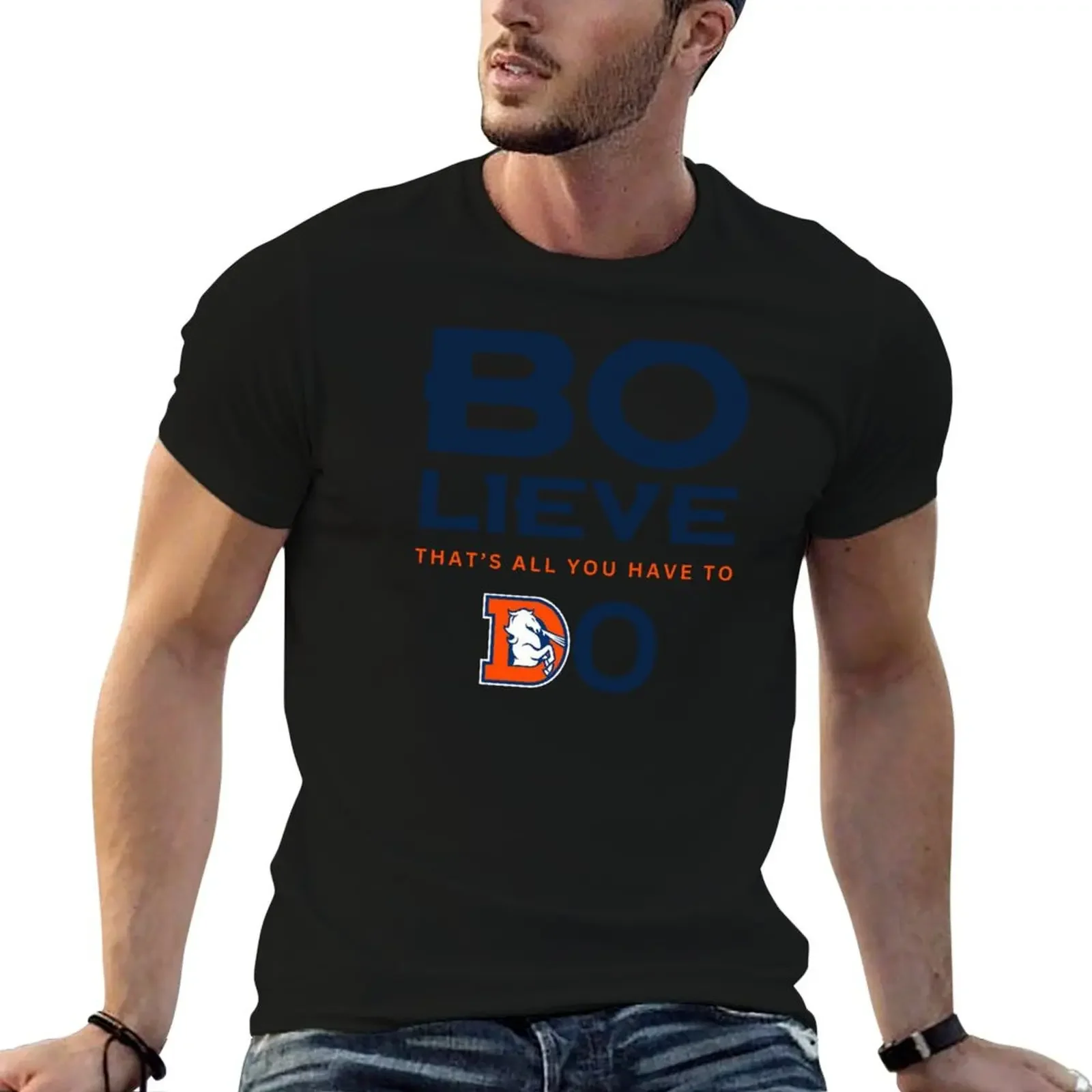 Denver Football Bo-lieve Broncos Team Apparel T-Shirt funny shirt cotton anime shirt Short sleeve tee men