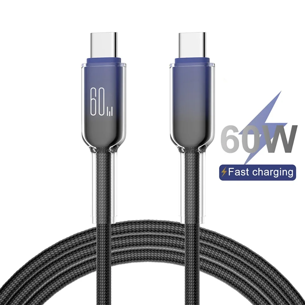 PD 60W Type C to Type C Cable Fast Charging Phone Charger Cable for iPhone 16 15 Samsung MacBook Xiaomi USBC To Type-C Data Cord