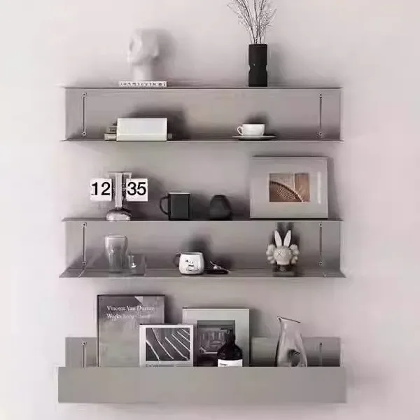 U-shaped plate one-shaped stainless steel rack I-shaped groove wall-mounted upper wall display rack multi-layer upper wall