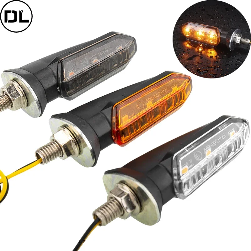 2pcs Motorcycle LED Turn Signal Lights 8mm Mini Amber Flashing Light Blinker Turn Signal Lamp 12V Moto Indicator Accessories