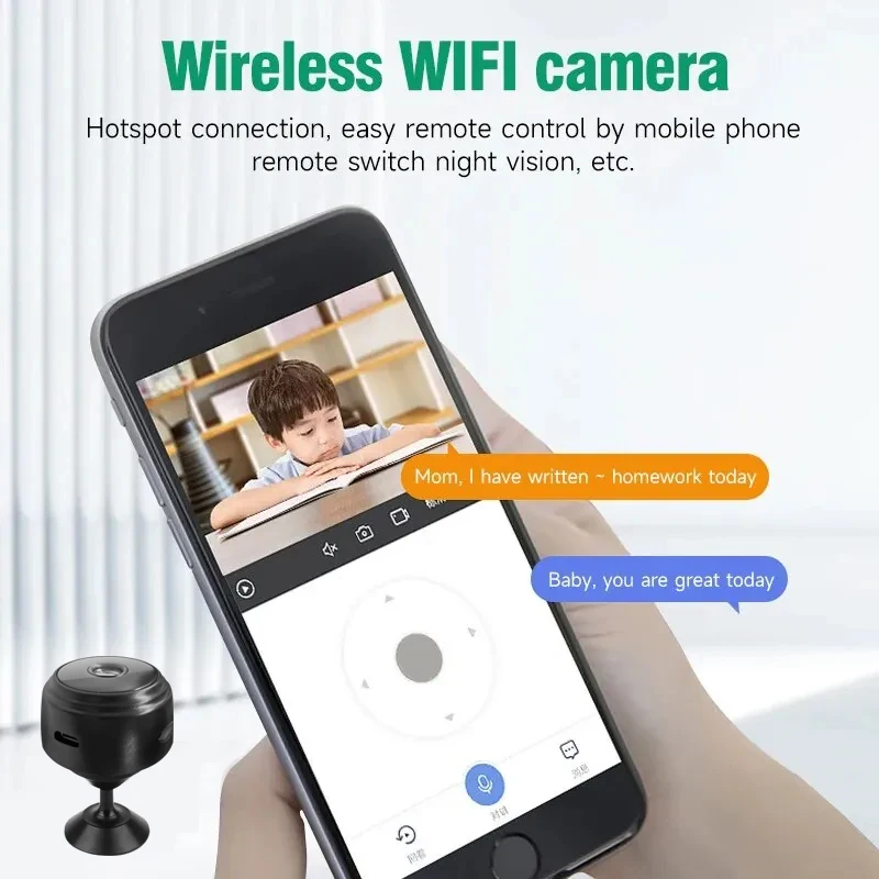 Mini caméra WiFi sans fil A9, enregistreur vidéo, caméra de protection de sécurité, surveillance à domicile intelligente pour nourrissons et animaux de compagnie