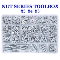 1/5 BOXES M3 M4 M5 Combination Set Half Round Head Cross Screw Nut Nut Nut Bolt Shim Assortment Kit