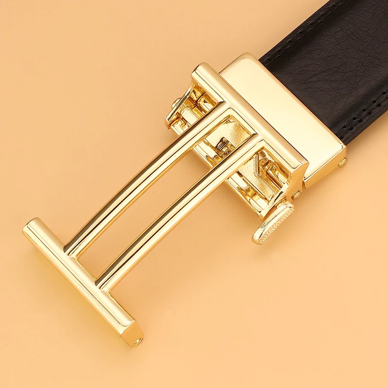 Wysokiej jakości designerskie paski z automatyczną klamrą mężczyźni prawdziwej skóry luksusowe 3.5cm szerokości modny gorset formalny ceinture homme Z227