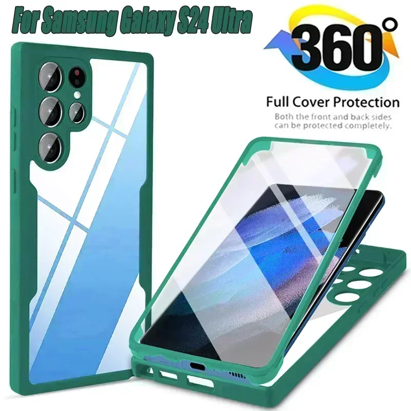 

360 Full Cover Case For Samsung S24 Ultra S22 Plus S21 S20 S23 FE Coque For Samsung S23 Ultra S24 Screen Protection Phone Cover