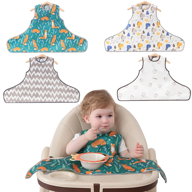 Baby eating bib summer waterproof anti-dirty wash-free with suction cup children's vest cover baby apron reverse dressing