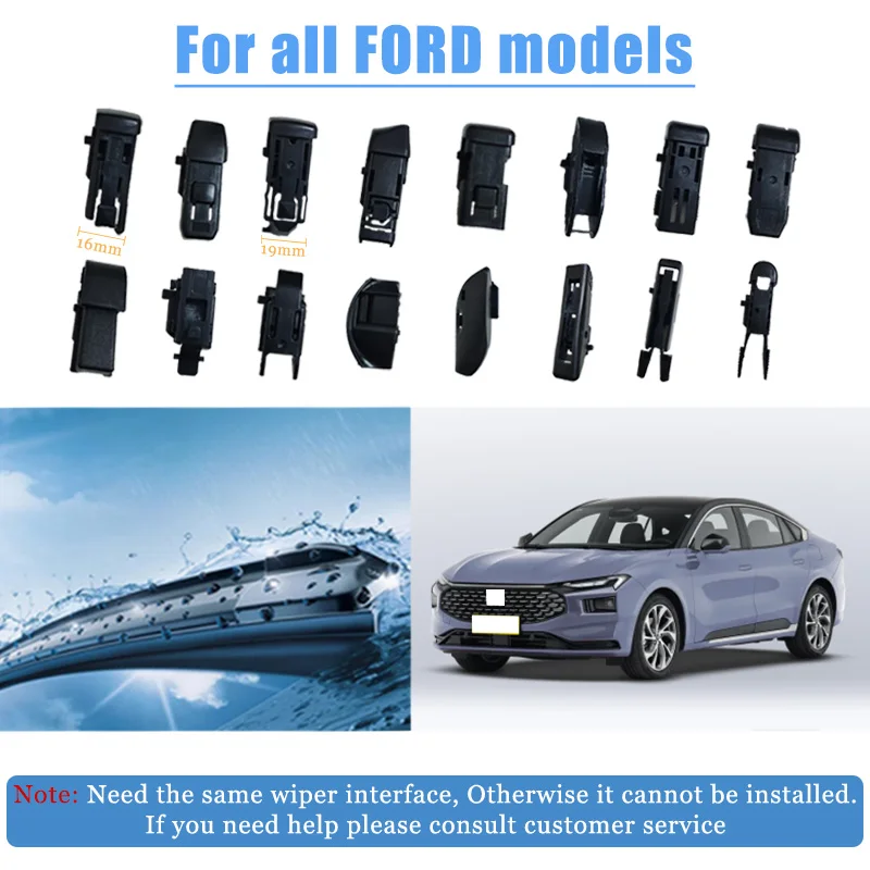 

1PCS Ford Universal Car Windshield Wiper Blades Soft Rubber Automotive Replacement Wipers Easy to Install