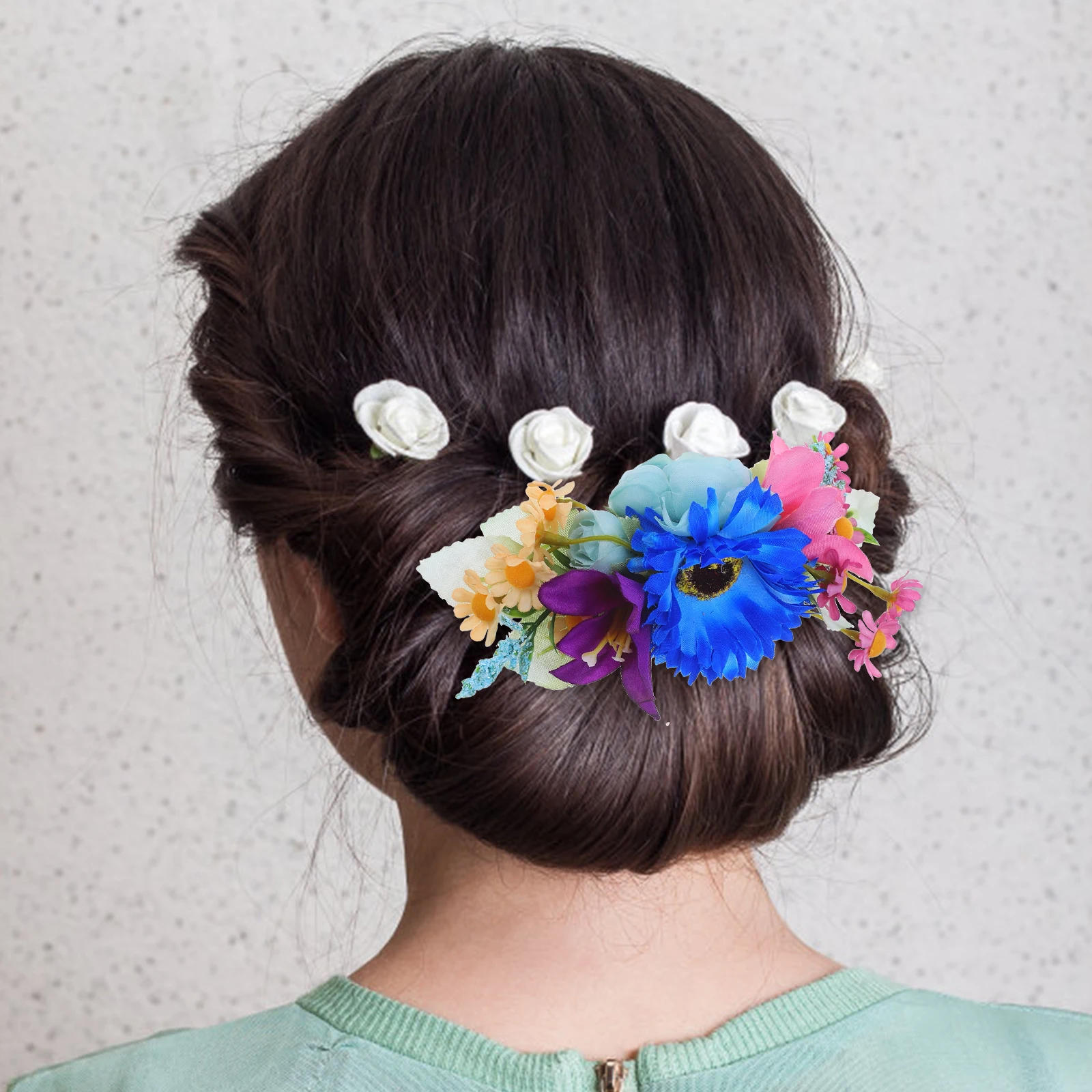 

2pcs Fabric Rose Hairpin Comb Accessories Wedding Party Bridal Hair Side Comb for Women Durable Elegant