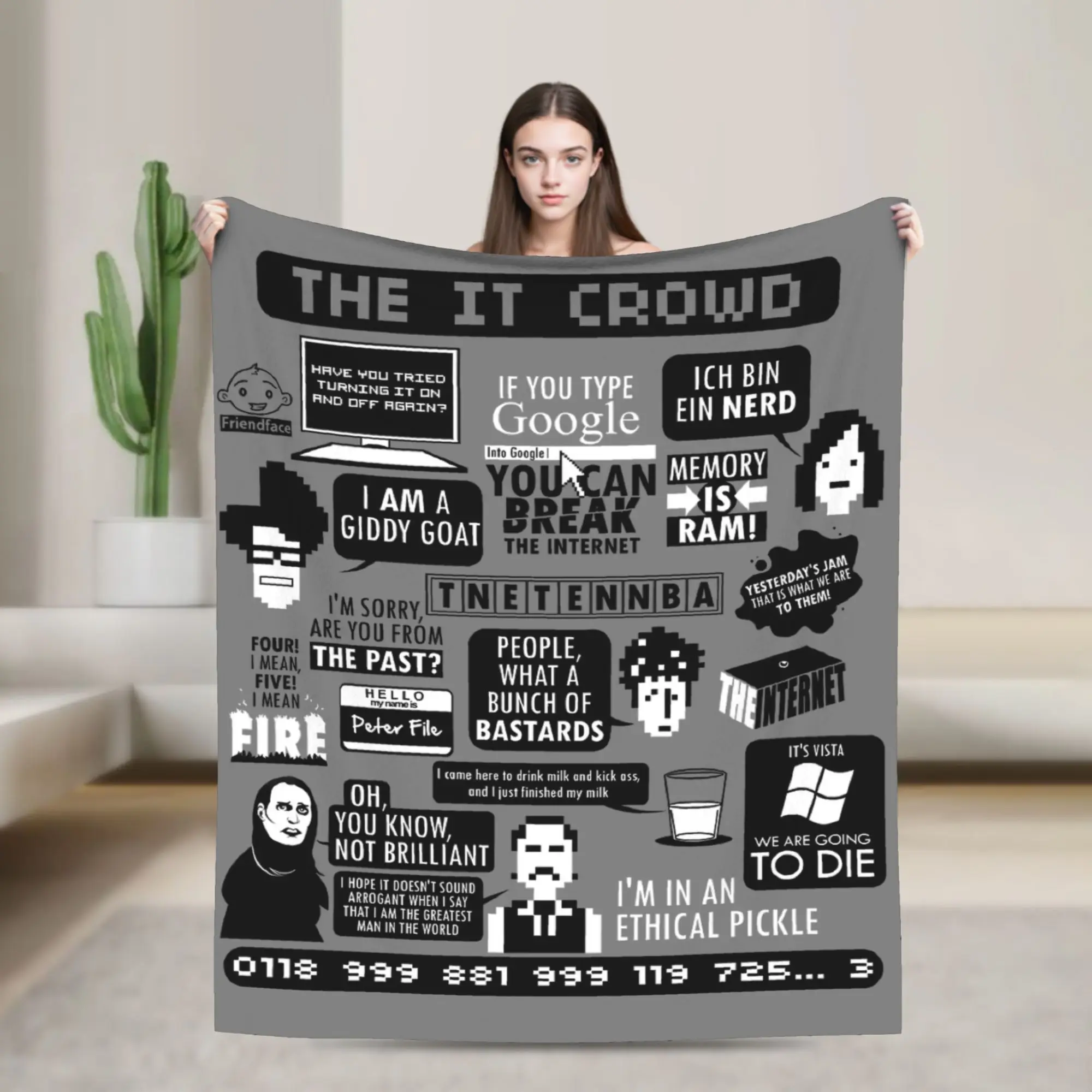 The IT Crowd Quotes Blanket Fleece Print  Breathable Super Warm Throw Blanket for Home Outdoor Rug Piece