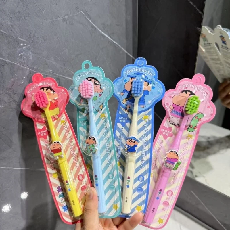 

Kawaii Anime Crayon Shin chan Adult Wide Head Soft Toothbrush Couple Children Student Cleaning Traveler Family Set Kids Gifts
