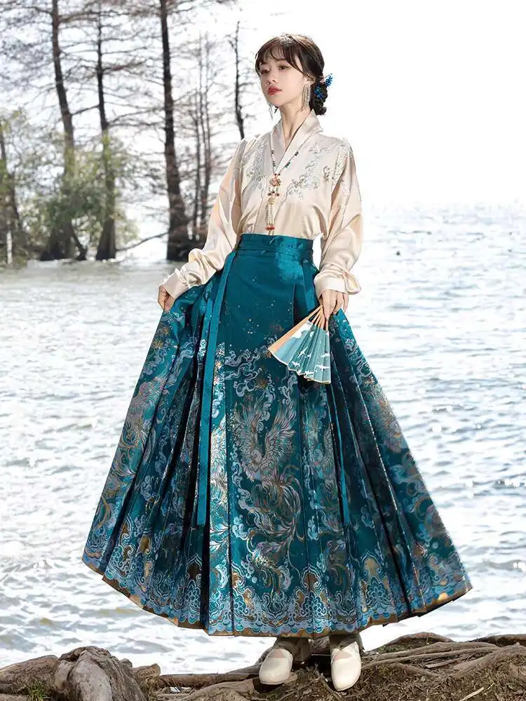 

New Ming System Hanfu Womens fashion Horse-face Skirt Airplane Sleeves Suit Daily Commute Fiesta Carnival Halloween Cos Cosplay