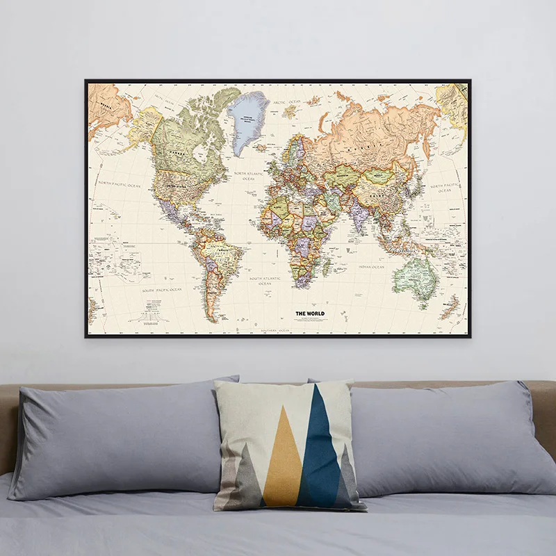 150x90 см карта мира нетканая живопись винтажная картина настенный художественный постер комната домашний декор офисные школьные принадлежности для подарка