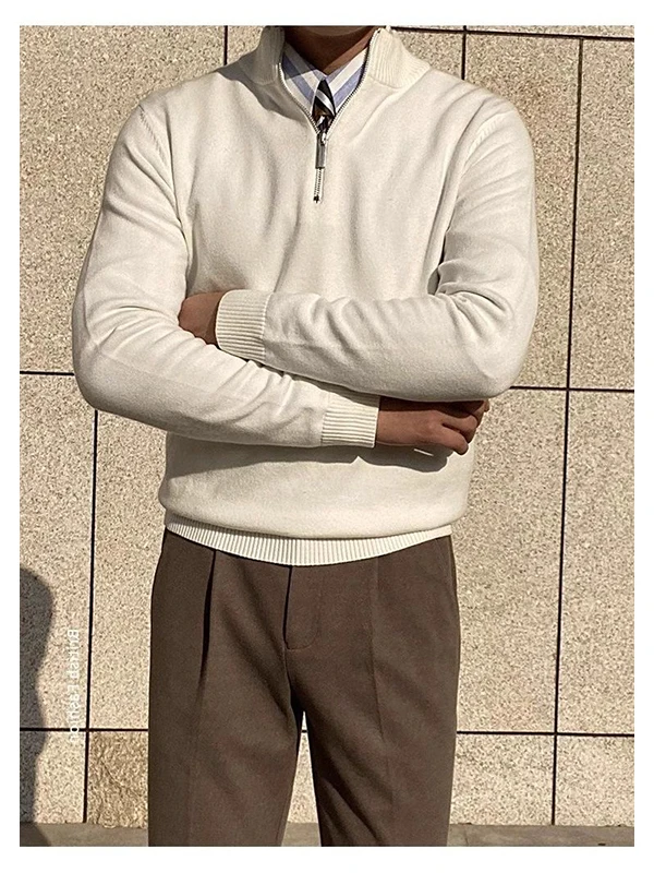 

Casual Sle Zipper Stand Collar Knitted Sweater Men's Women's Inner Wear Slim Fit Autumn Winter Busin Casual Large Size u...