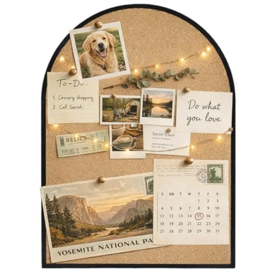 

Self-Adhesive Arch Pin Cork Board 10.4" x 14.4" 1/2" Thick Black