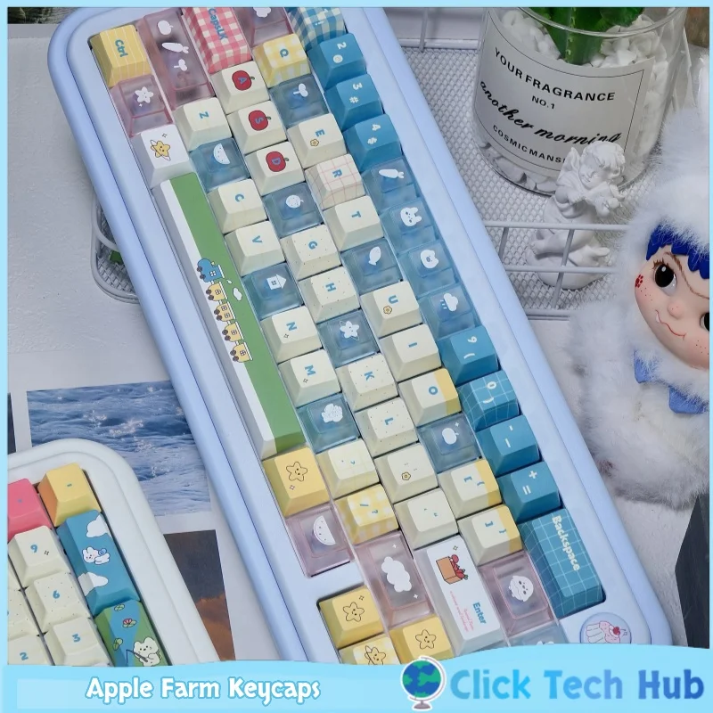 Apple Farm Keycaps Cute Anime Cartoon Pattern Cherry Height Moa Height Pc Customized Mechanical Keyboard Keycaps Accessories