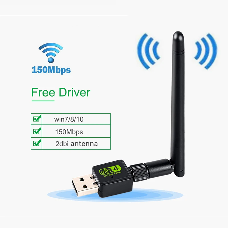 Adapter USB WIFI darmo sterownik dla Windows 7/8/10 bezprzewodowy dostęp do internetu antena 150M bezprzewodowy karta sieciowa na pulpicie laptopa