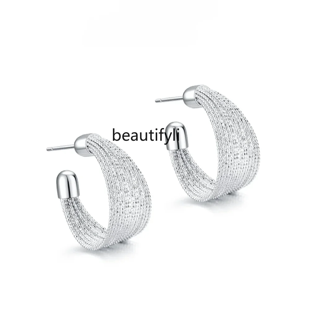 

yj Metal Cold Style C- Shaped Earrings Special-Interest Design Simple and Elegant Earrings