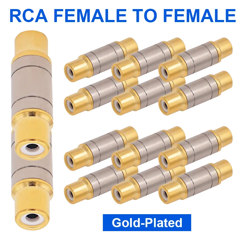 

RCA Dual Female Jack Socket Gold-Plated RCA Female to Female Connector Straight Adapter Speaker Cable Extender