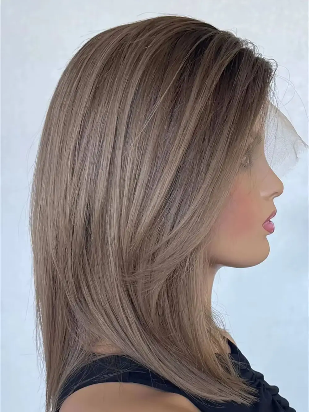 Short Straight Bob 13x4 Ombre Brown Synthetic Lace Front Wig Swiss HD Lace Wig Soft Straight Wig Original Factory Cheap Wigs