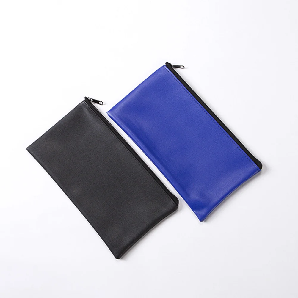 2Pcs File Storage Pouch Zippered Document Organizer for Business Travel Office Bills Receipts High Capacity Safe