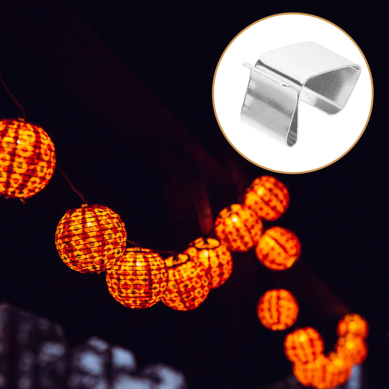 

50pcs Christmas Light Clips Hooks Gutter Hangers for Outdoor Decor Small Manganese Steel Reusable Metal Clamps LED String