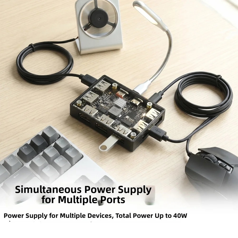 40w Power Hub Usb C Hub Powered Overvoltage Protection Overheating Protection Simultaneous Connection 7.2*5.25*1.3cm