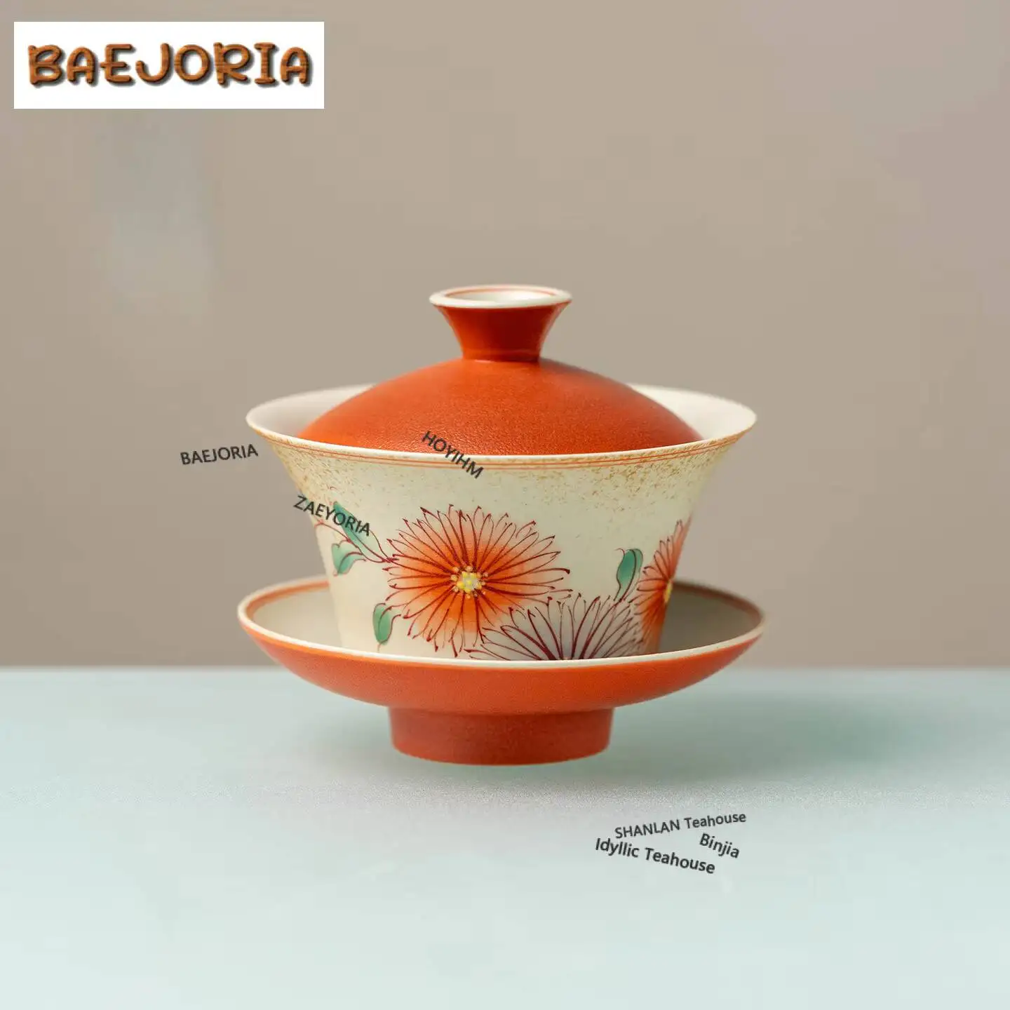 100ml Hand-painted Chrysanthemum Gaiwan Antique Tea Tureen Tea Bowl With Lid Kit Tea Maker Cover Bowl For Tea Decoration
