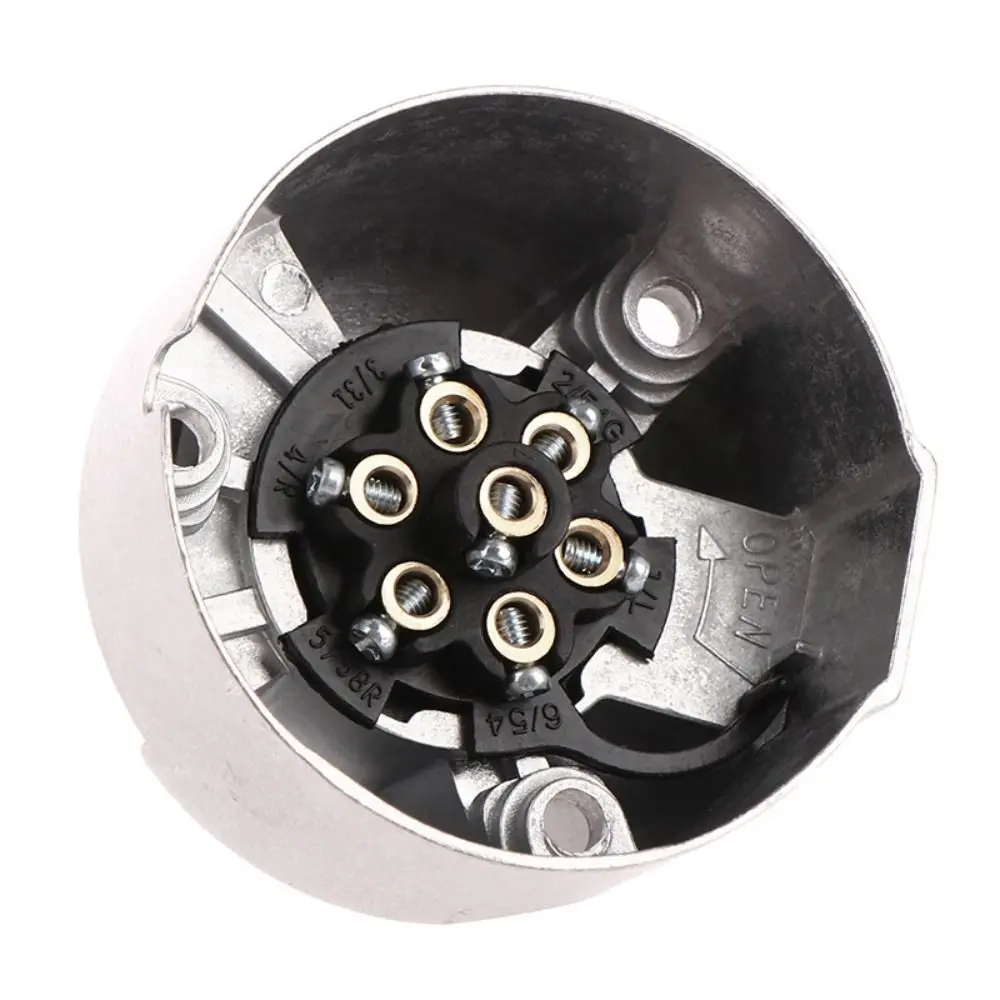 

Водонепроницаемый 7-контактный круглый разъем из алюминиевого сплава для прицепов, 12В, для тяжелых условий эксплуатации, для фаркопа автомобиля