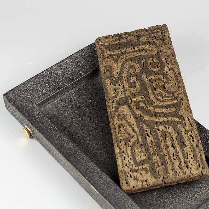 Steintee-Tablett, handgeschnitzt, chinesisches Phönixmuster, rechteckiges Tee-Set-Tablett, orientalische Dekoration für Zuhause und Büro, Geschenk, 30 x 15 cm – Detail 5