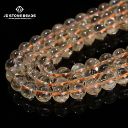 High Quality 5A Natural Citrines Round Stone Beads For Jewelry Making DIY Necklace Bracelet Loose Spacer Beads Crystal Accessory