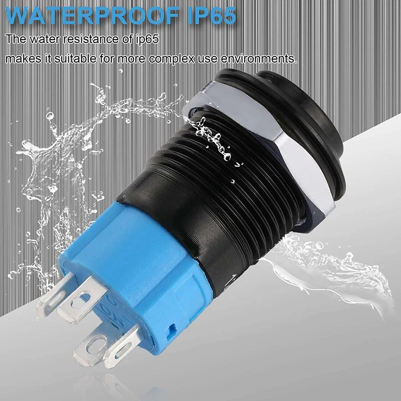 مفاتيح زر ضغط مستديرة مقاومة للماء ، مفاتيح إغلاق ، تشغيل وإيقاف ، 6 من من من من ومن 12