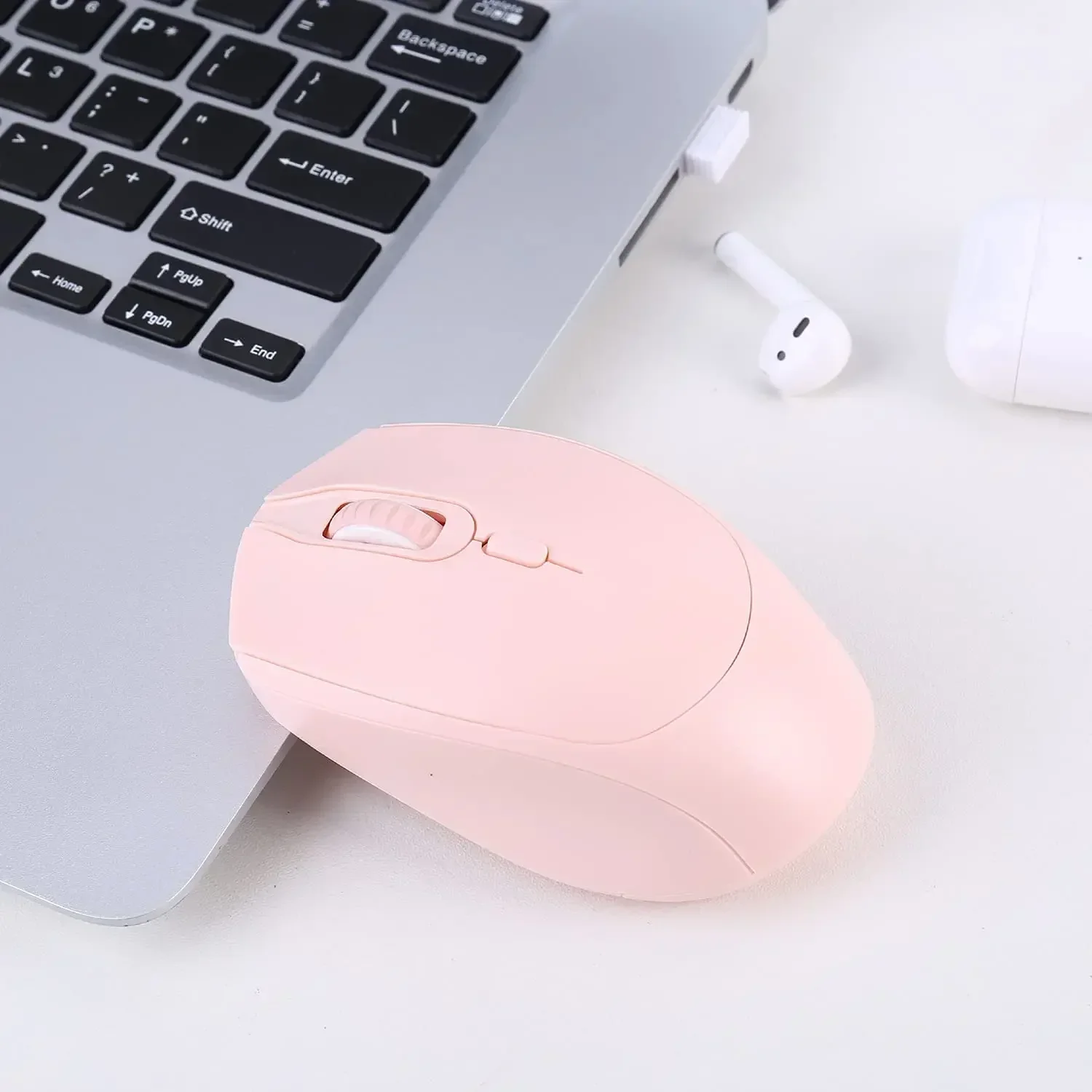 Ratón inalámbrico 2,4G con receptor USB, Mouse de ordenador portátil para PC, tableta, portátil (rosa)