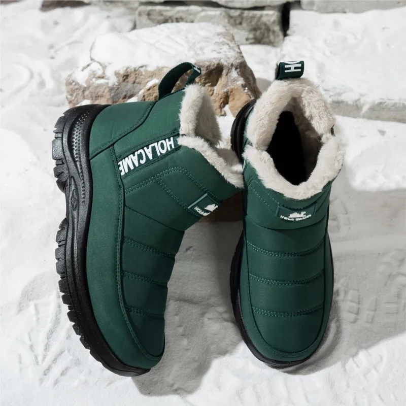 أحذية امرأة الثلوج جديد النساء الجوارب الانزلاق على أحذية السيدات 2025 الاتجاه منصة حذاء من الجلد الدفء أحذية النساء بوتاس موهير #4