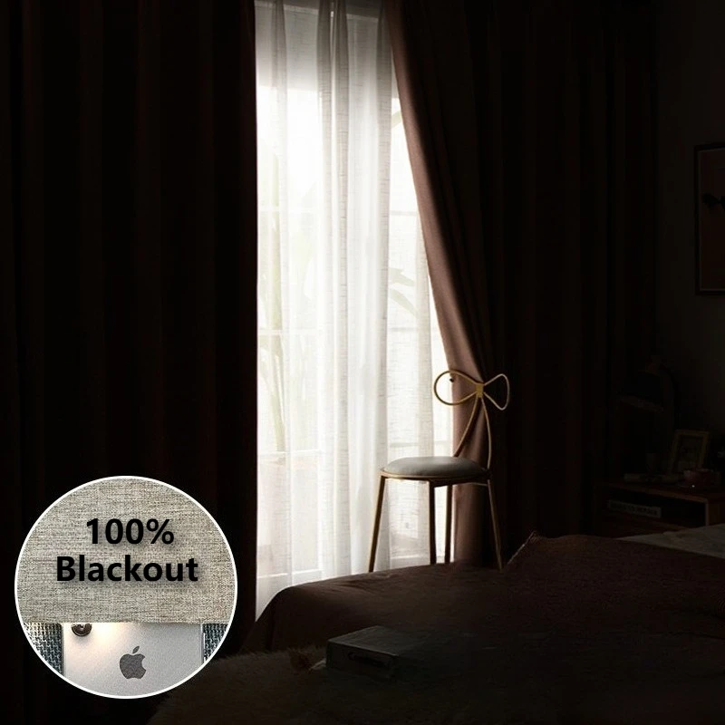 ستائر فاخرة من القطن والكتان من التول الأبيض مقاس مخصصة للتظليل بالكامل والحماية من الشمس لغرفة المعيشة وغرفة الطعام وغرفة النوم #4