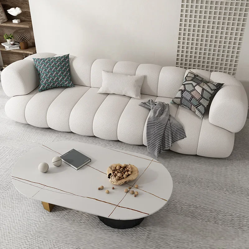 Living room beauty salon reception net long simple lamb wool sofa chair