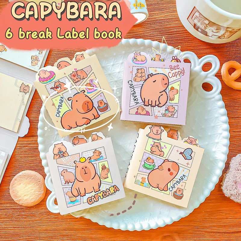 

70 Sheets Mini Portable Notebook Kapi Bara High-value Cartoon Cute Guinea Pig Sticky Notes Creative Daily Non-Sticky Notepad