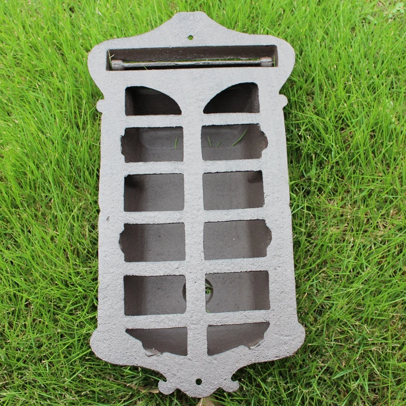 Outdoor Courtyard Vintage Cast Iron Mailbox, Letter and Newspaper Box, Ironwork Storage Box, Garden Wall-Mounted   Creative Box