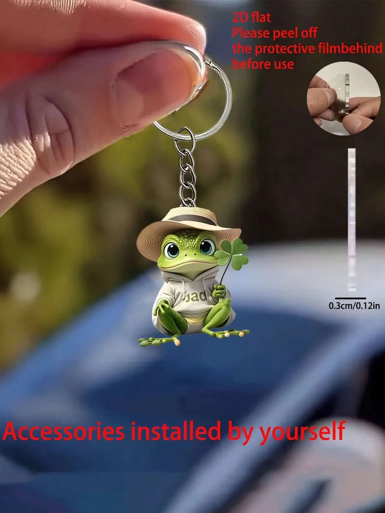 1 Happy Frog Acrylic Keychain, Holiday Creative Pendant, Suitable for Backpack Decoration, Car Rearview Mirror Decoration